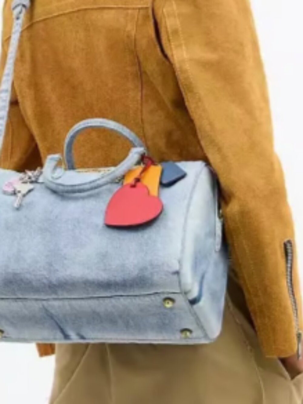 Coach Outlet Rowan Large Satchel Bag in Loved Denim with charms
